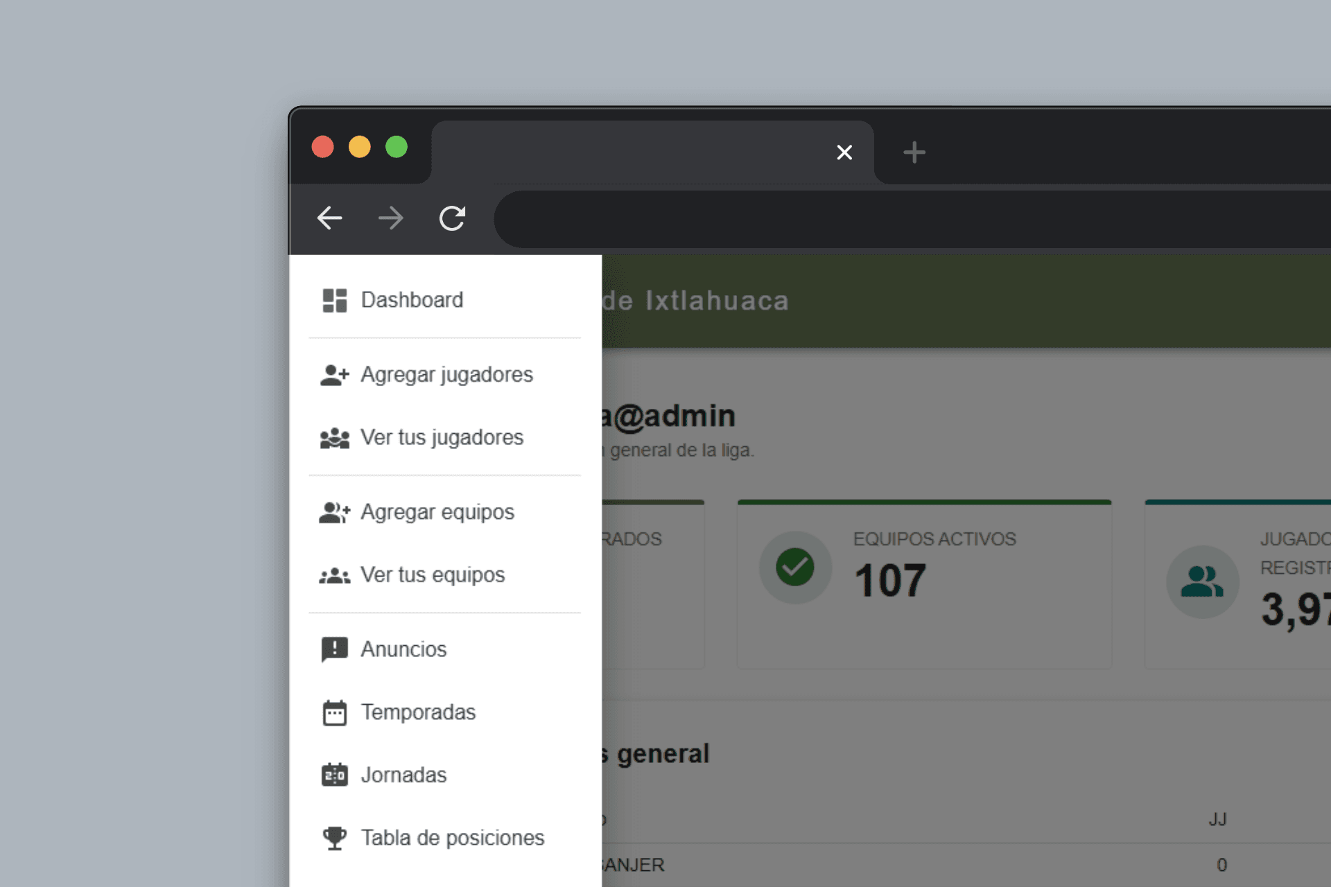 Gestión de ligas de fútbol